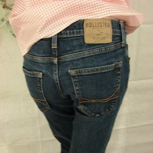 Hollister #3E0689 Ladies Jeans 30 x 32  Button Fly Mid Tone wash gold threading